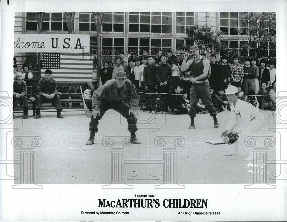 Press Photo Baseball scene from the movie &quot;MacArthur&#39;s Children&quot;- Historic Images