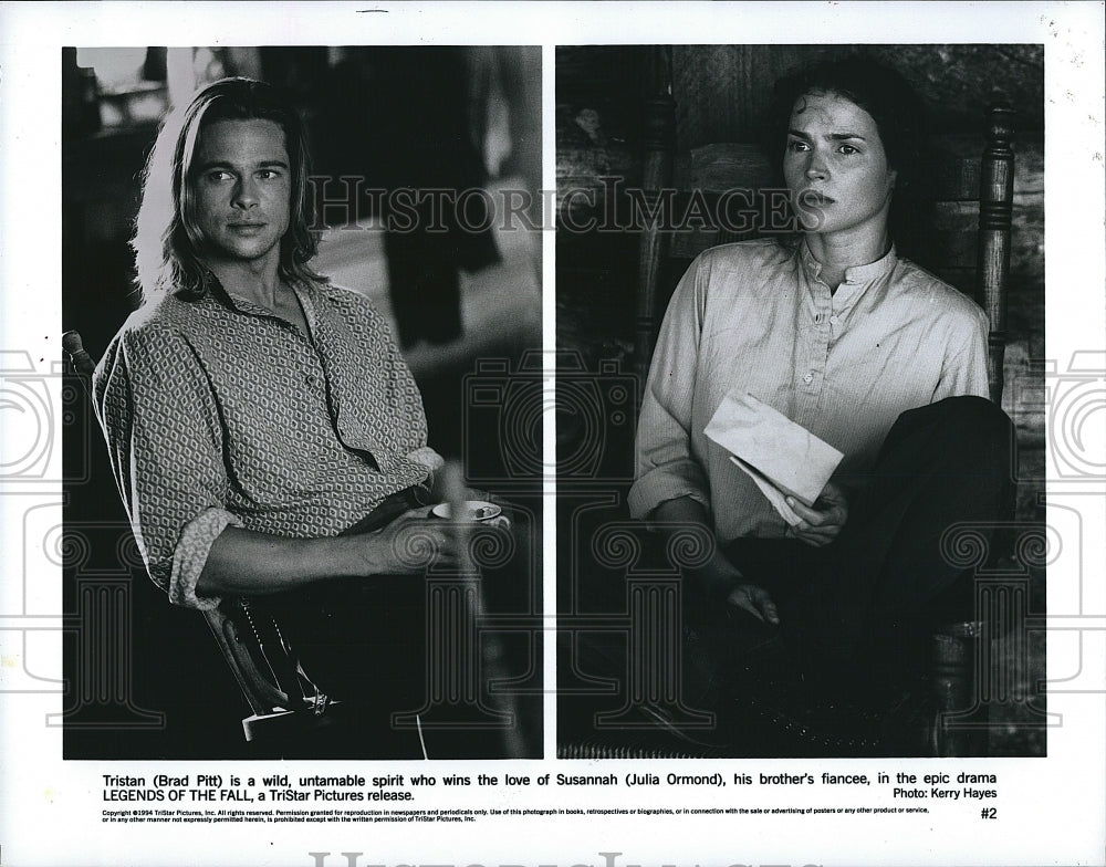 1995 Press Photo Brad Pitt and Julia Ormond in "The Legend of the Fall".- Historic Images