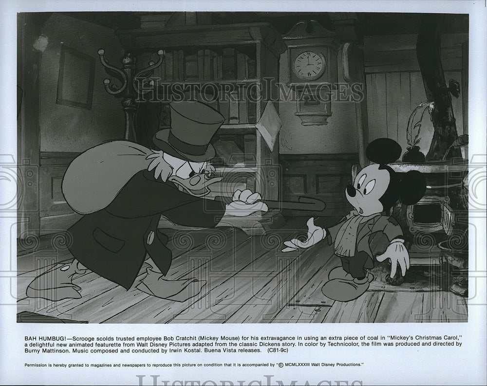 1983 Press Photo Scrooge, Mickey Mouse &quot;Mickey&#39;s Christmas Carol&quot;- Historic Images