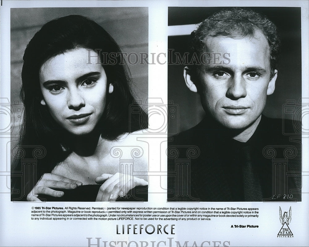 1985 Press Photo Mathilda May, Peter Firth &quot;Lifeforce&quot;- Historic Images