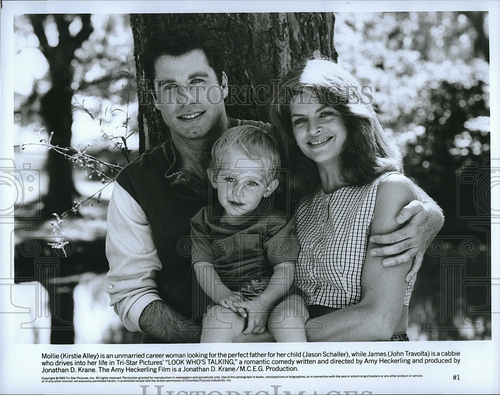 1989 Press Photo Look Who&#39;s Talking Kirstie Alley Jason Schaller John Travolta- Historic Images