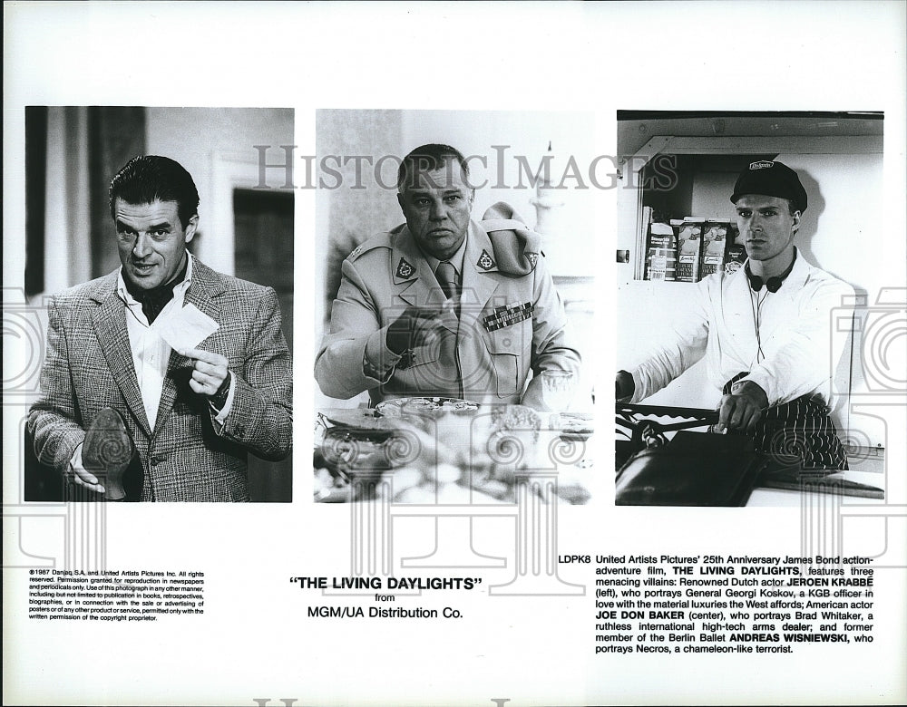 1987 Press Photo The Living Daylights Jeroen Krabbe Joe Don Baker- Historic Images