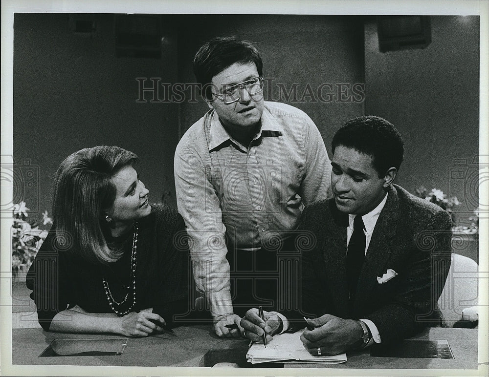 1986 Press Photo &quot;Today&quot; Jane Pauley , Bryant Gumbel &amp; producer S Friedman- Historic Images