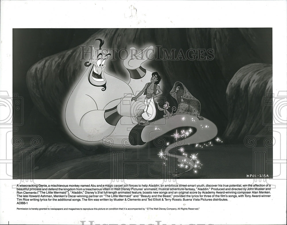 1993 Press Photo  &quot;Aladdin &quot; animation from Walt Disney- Historic Images