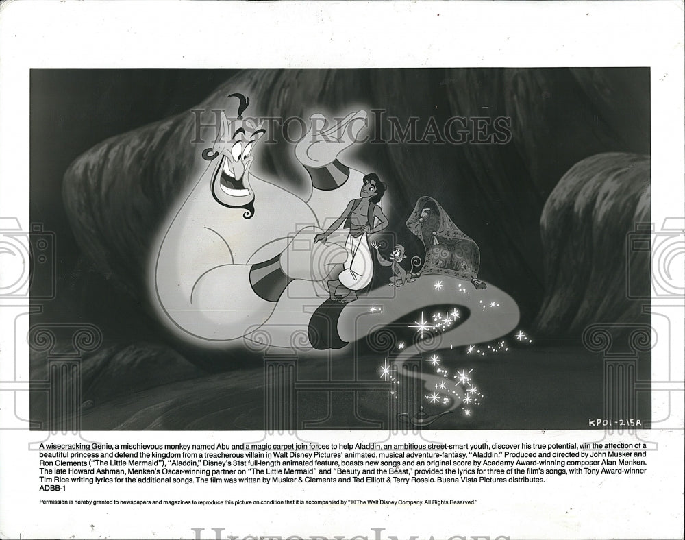 1993 Press Photo &quot;Aladdin &quot; animation from Walt Disney- Historic Images