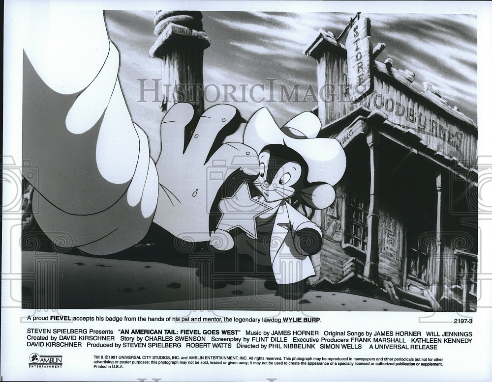 1991 Press Photo  &quot;An American Tail: Fievel Goes West&quot; animation- Historic Images