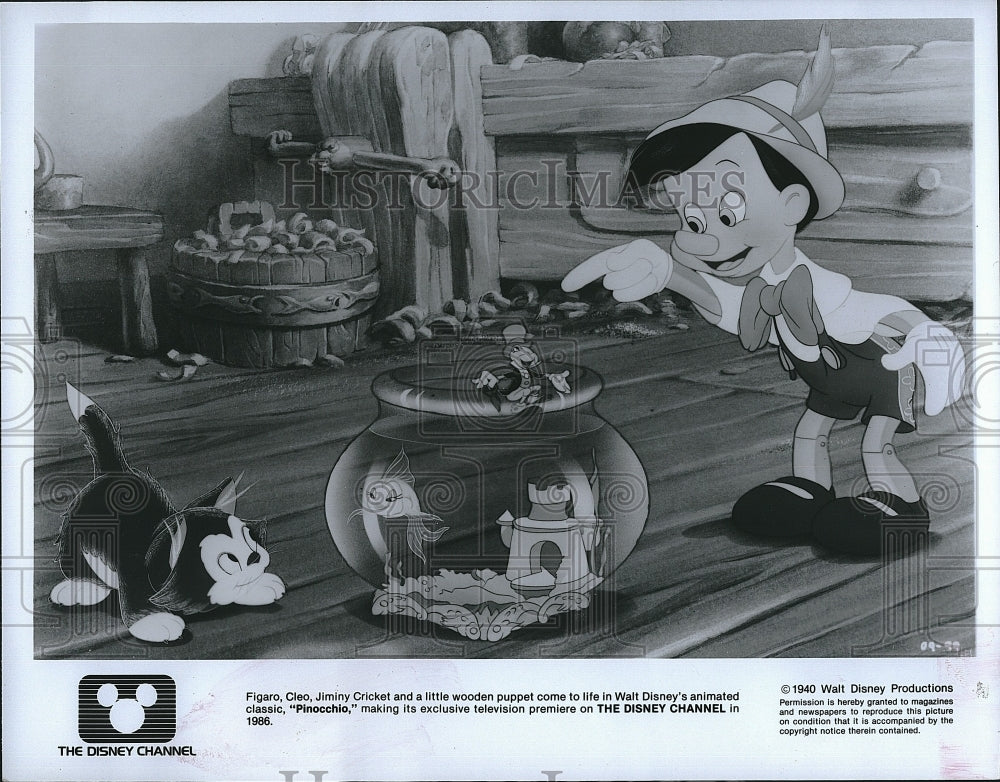 1986 Press Photo  &quot;Pinocchio &quot; animation from Walt Disney- Historic Images