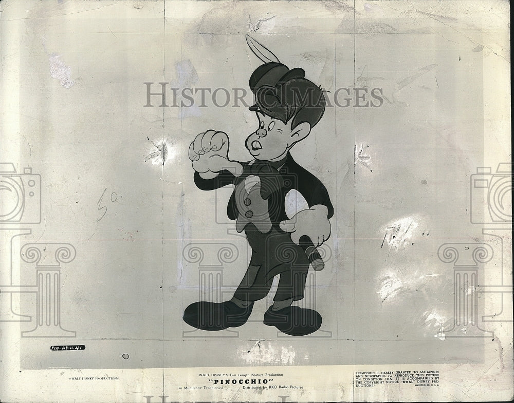 1940 Press Photo &quot;Pinocchio&quot; animation from Walt Disney- Historic Images