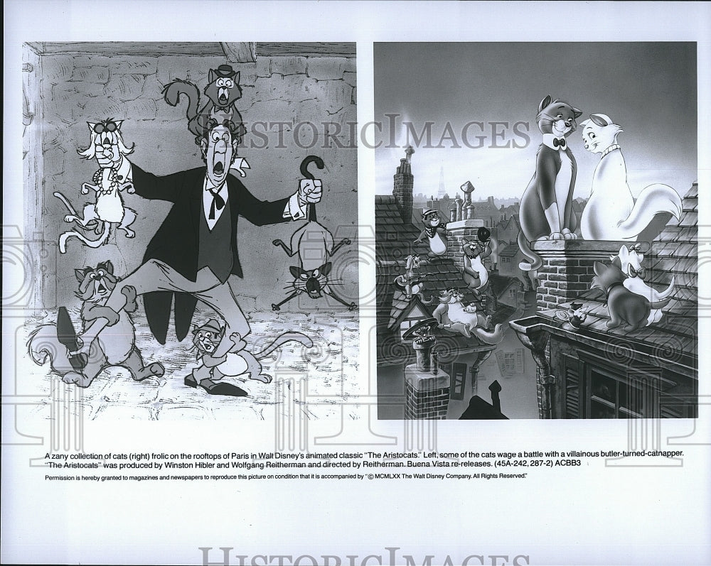 1970 Press Photo &quot;The Aristocats&quot; animation from Walt Disney- Historic Images