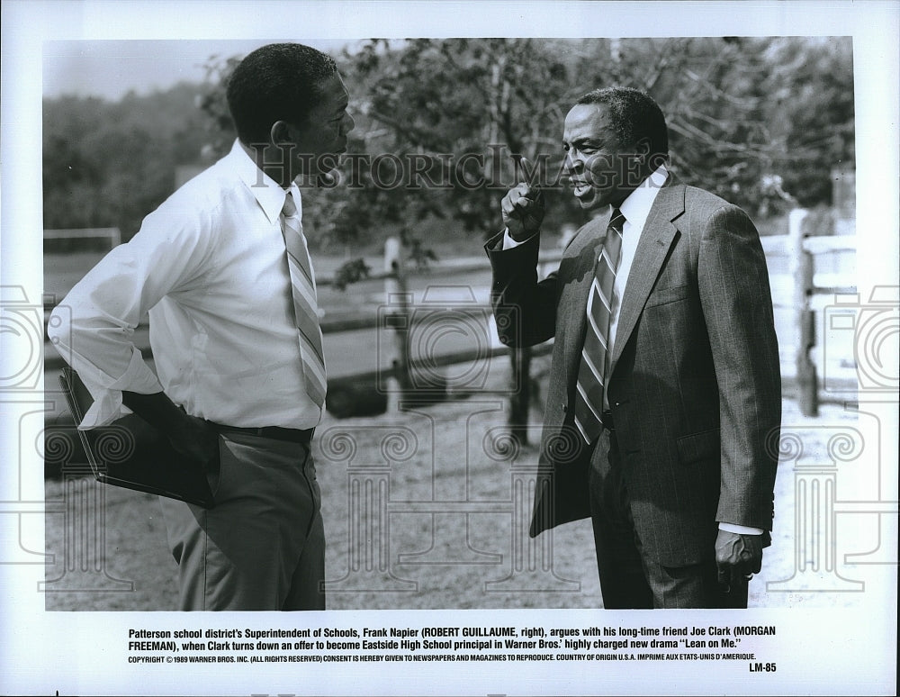 1989 Press Photo Robert Guillaume Actor Morgan Freeman Lean On Me Drama Movie- Historic Images