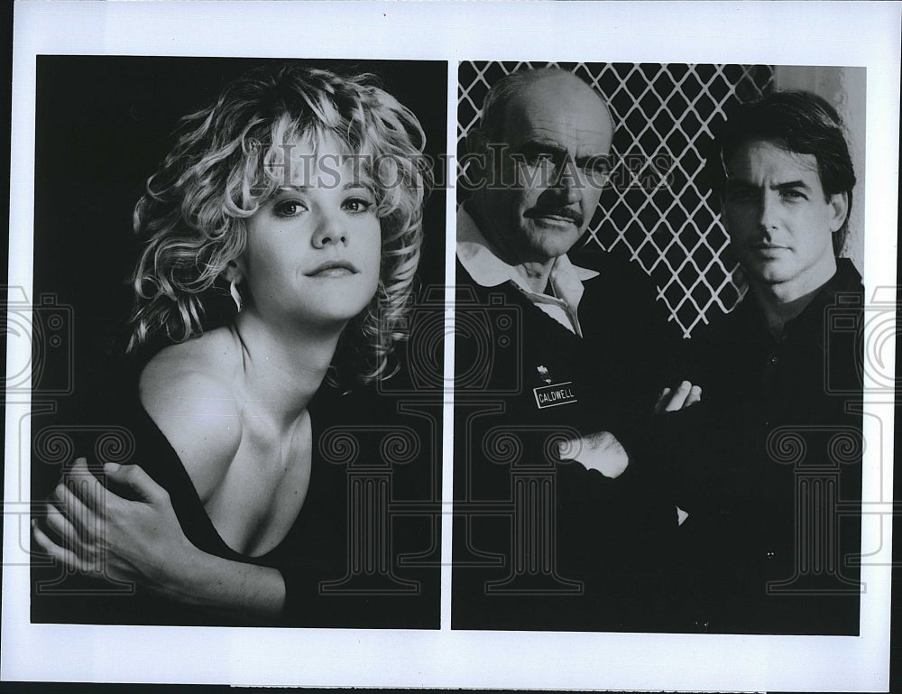 1990 Press Photo Meg Ryan Sean Connery Mark Harmon Presidio Action Movie Film- Historic Images