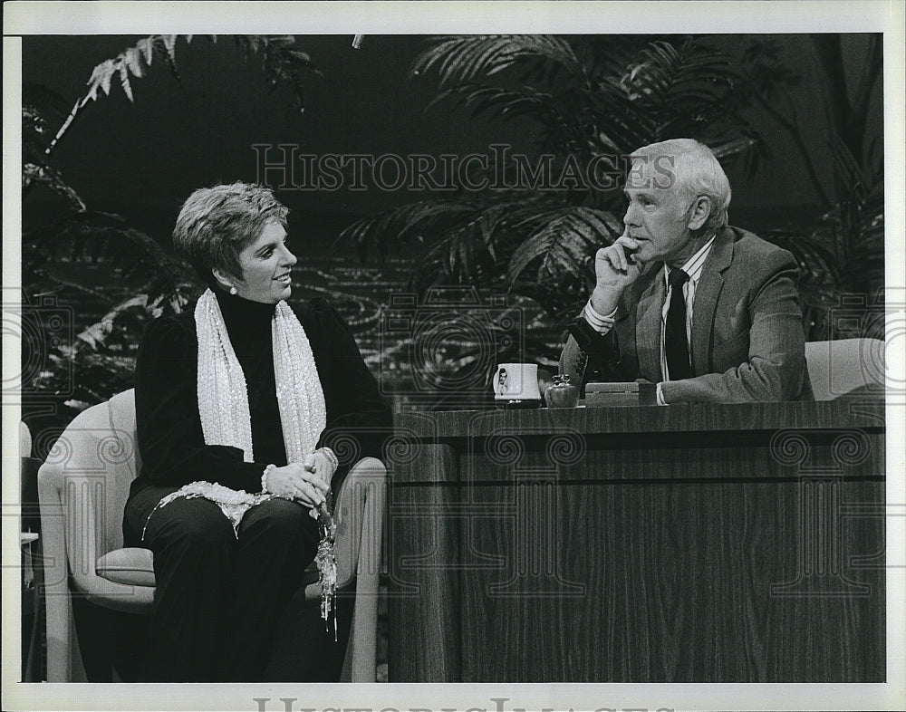 1987 Press Photo Actress, Singer Liza Minelli, TV Host, Comedian Johnny Carson- Historic Images