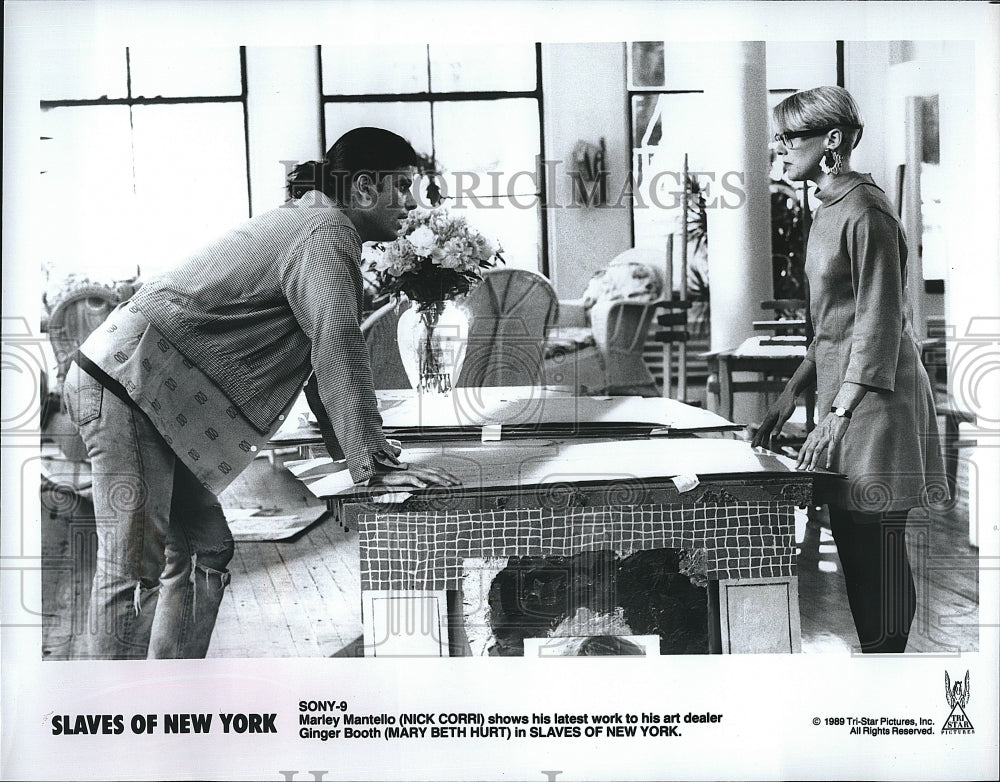 1989 Press Photo Nick Corri Actor Mary Beth Hurt Actress Slaves Of New York Film- Historic Images