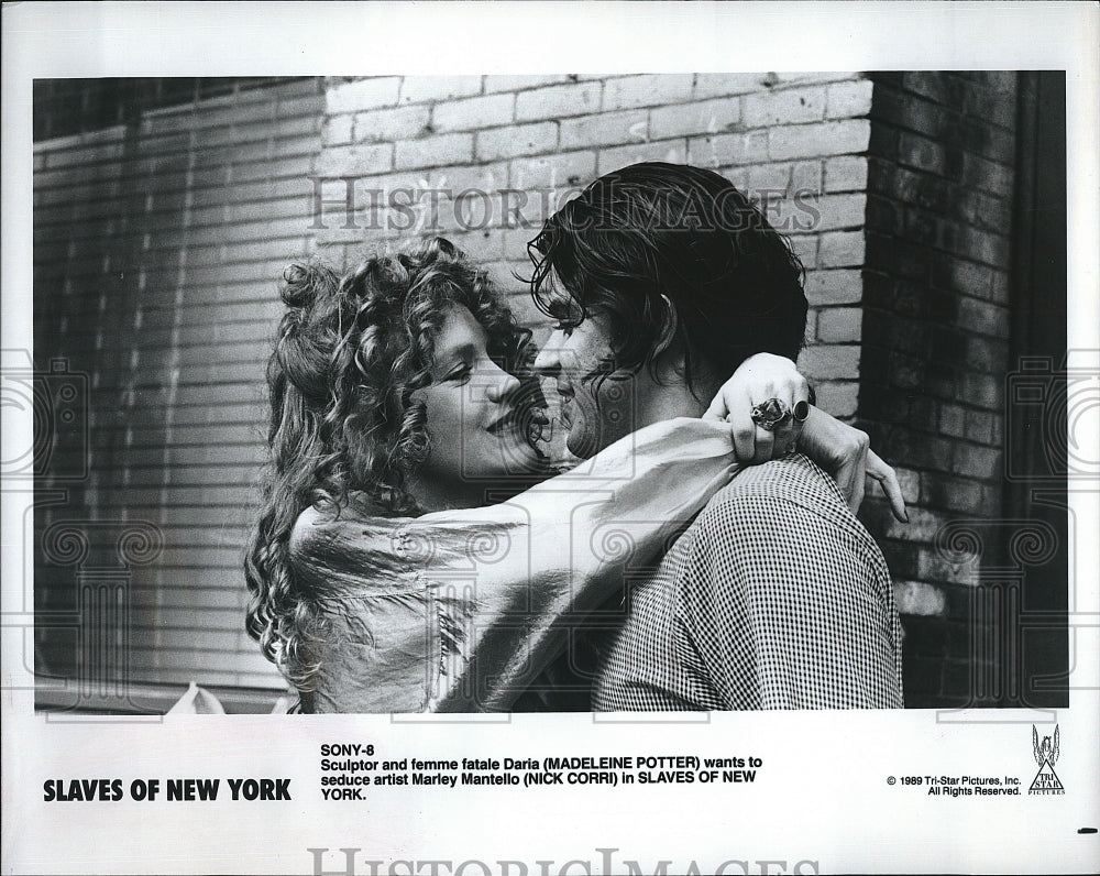 1989 Press Photo Madeleine Potter Actress Nick Corri Actor Slaves Of New York- Historic Images