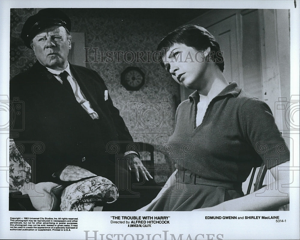 1983 Press Photo Actor Edmund Gwenn, Shirley MacLaine, The Trouble With Harry- Historic Images