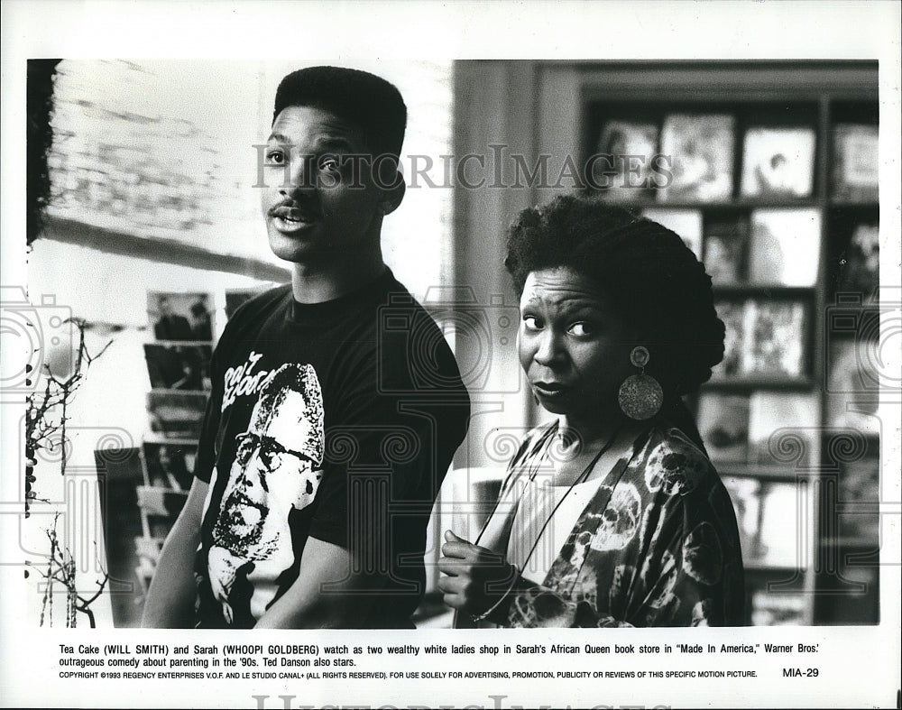 1993 Press Photo &quot;Made in America&quot; Whoopi Goldberg, Will Smith- Historic Images