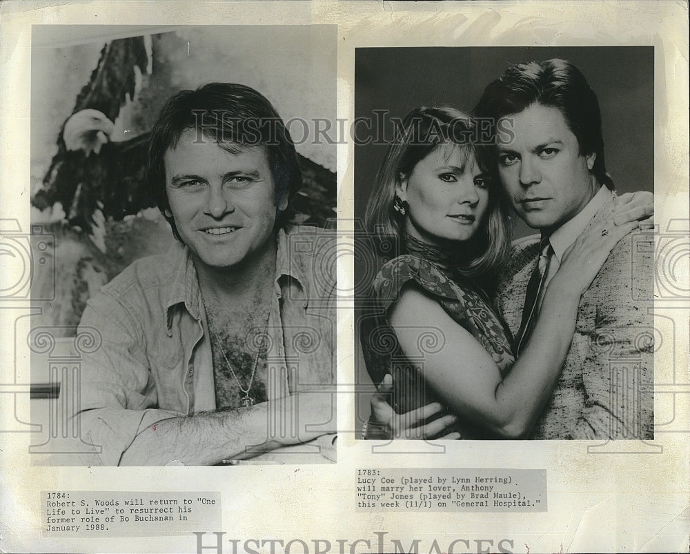 1988 Press Photo &quot;General Hospital&quot; L Herring,B Maule &quot;One Life to Live&quot;Woods- Historic Images