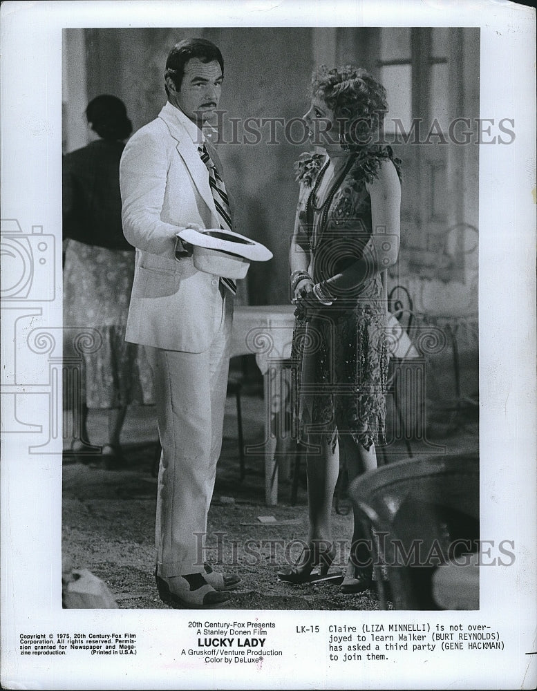 1975 Press Photo Liza Minnelli, Burt Reynolds, &quot;Lucky Lady&quot;- Historic Images