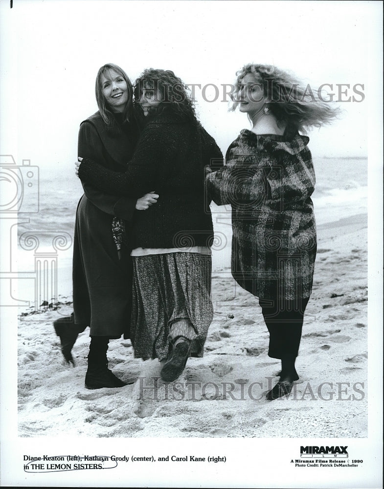 1990 Press Photo Diane Keaton, Kathryn Grody, Carol Kane, "The Lemon Sisters"- Historic Images