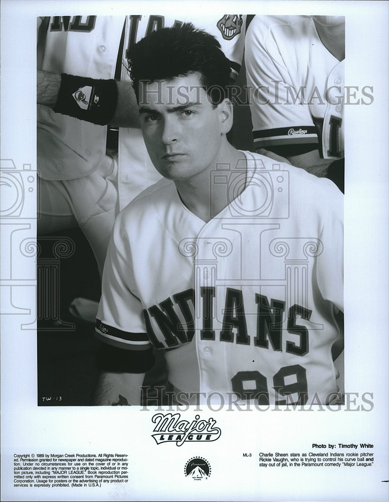 1989 Press Photo &quot;Major League&quot; starring Charlie Sheen- Historic Images