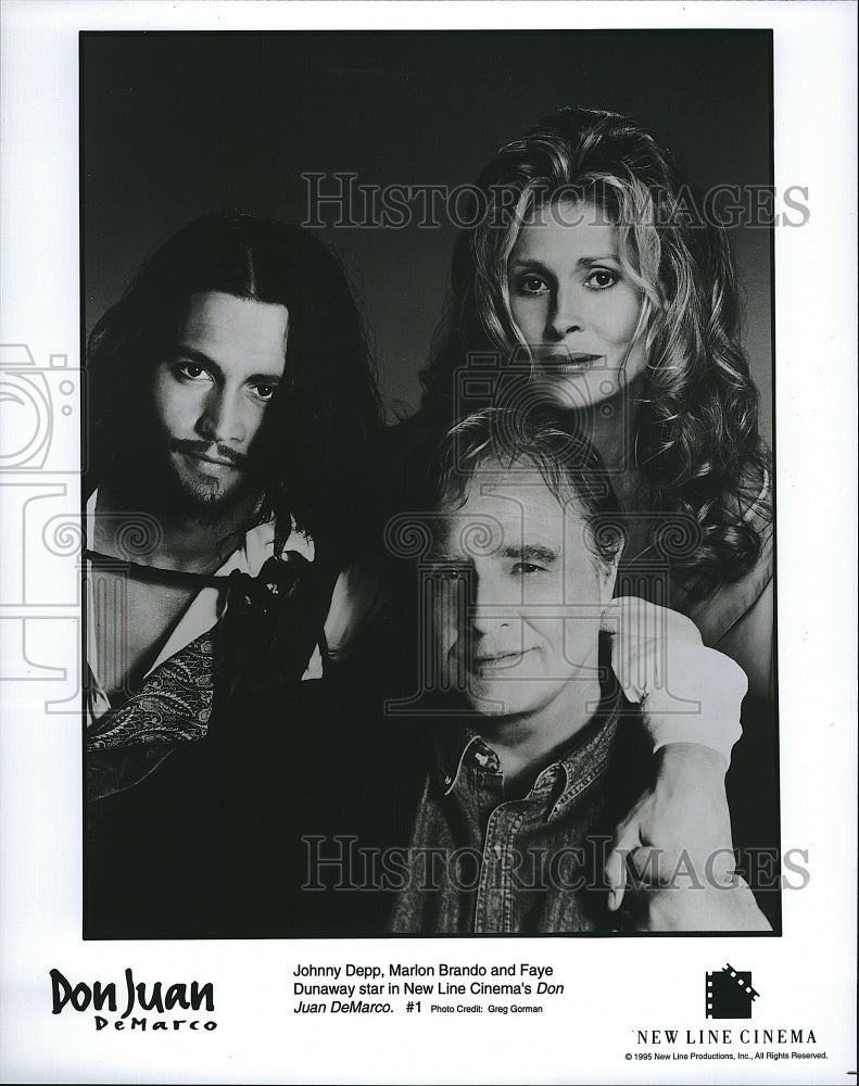 1995 Press Photo Depp Brando &amp; &#39;Dunaway Star In &quot;Don Juan DeMarco- Historic Images