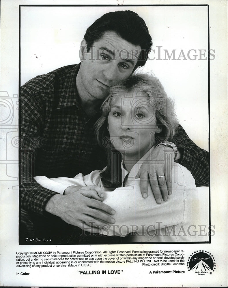 1984 Press Photo Robert De Niro, Meryl Streep, &quot;Falling in Love&quot;- Historic Images