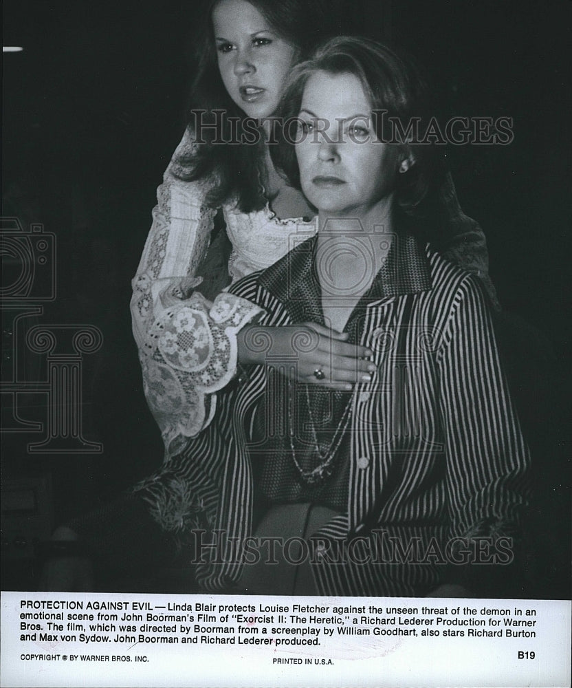 1977 Press Photo Linda Blair, Louise Fletcher, &quot;Exorcist II: The Heretic&quot;- Historic Images