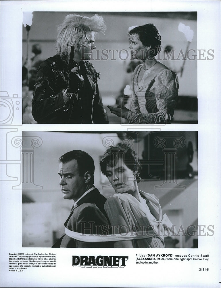 1987 Press Photo &quot;Dragnet&quot; Dan Akroyd &amp; Alexandra Paul- Historic Images