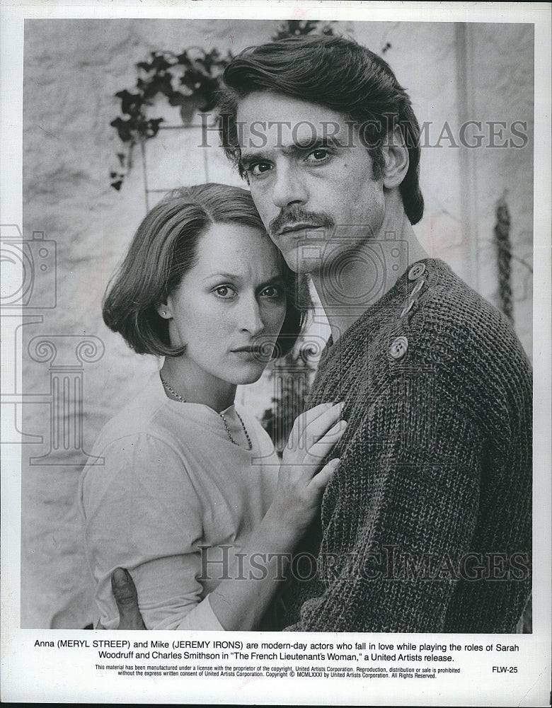 1981 Press Photo The French Lietenant&#39;s Woman Actors Meryl Streep Jeremy Irons- Historic Images