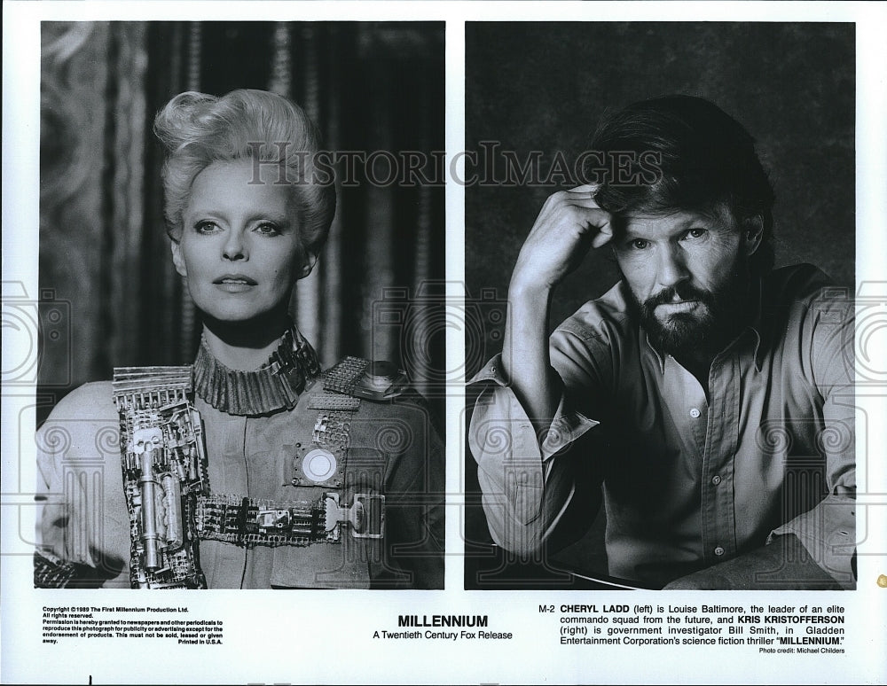 1989 Press Photo Cheryl Ladd &amp; Kris Kristofferson Star In &quot;Millennium&quot;- Historic Images