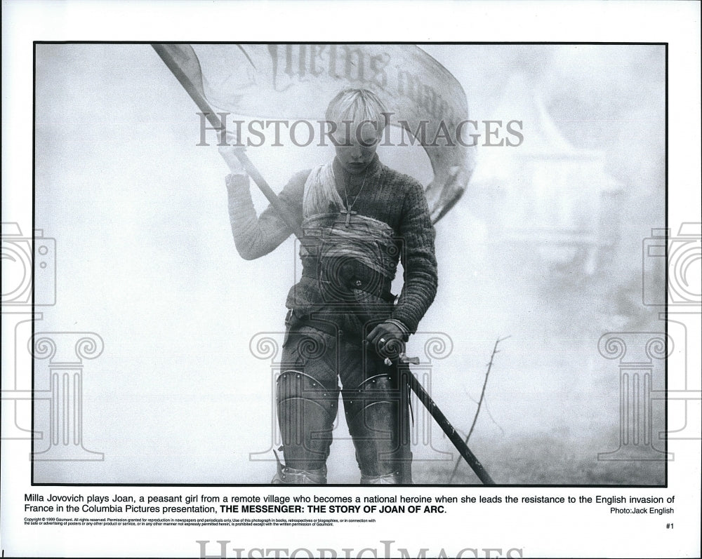 1999 Press Photo Milla Jovovich in &quot;The Messenger: The Story of Joan of Arc&quot;- Historic Images