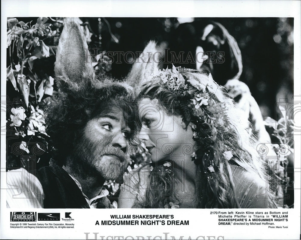 1999 Press Photo Kevin Kline &amp; Michelle Pfeiffer in &quot;A Midsummer Night&#39;s Dream&quot;- Historic Images