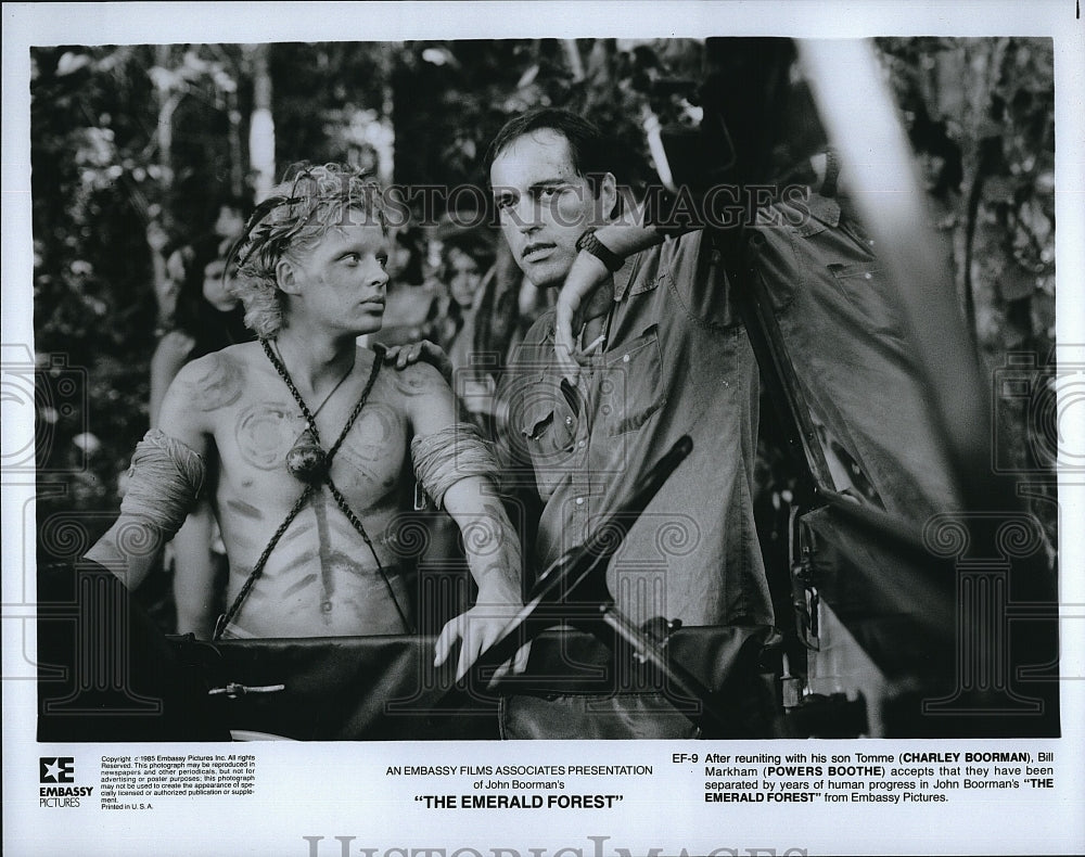 1985 Press Photo Charley Boorman and Powers Boothe in &quot;The Emerald Forest&quot;- Historic Images