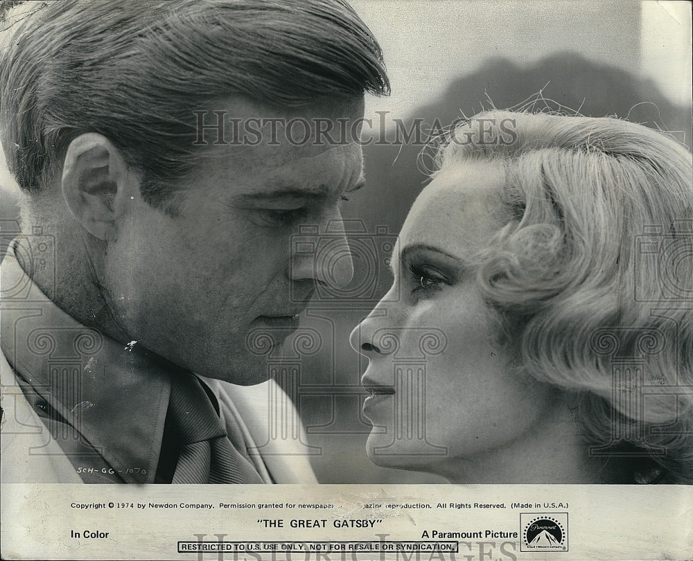 1974 Press Photo Robert Redford, Mia Farrow "The Great Gatsby"- Historic Images