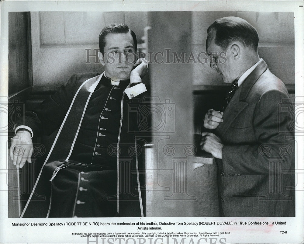 1981 Press Photo Robert De Niro, Robert Duvall "True Confessions"- Historic Images