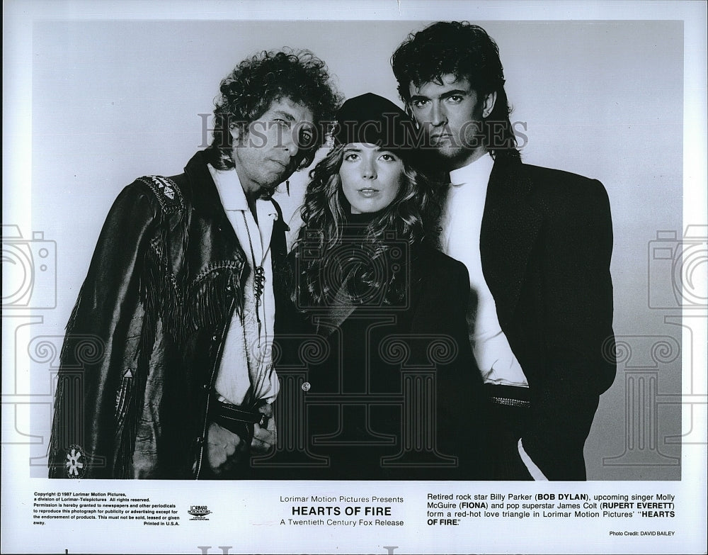 1987 Press Photo Bob Dylan Fiona and Rupert Everett in &quot;Hearts of Fire&quot;- Historic Images