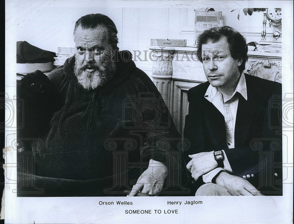 1987 Press Photo Actor Orson Welles &amp; Henry Jaglon of &quot;Someone to Love&quot;- Historic Images