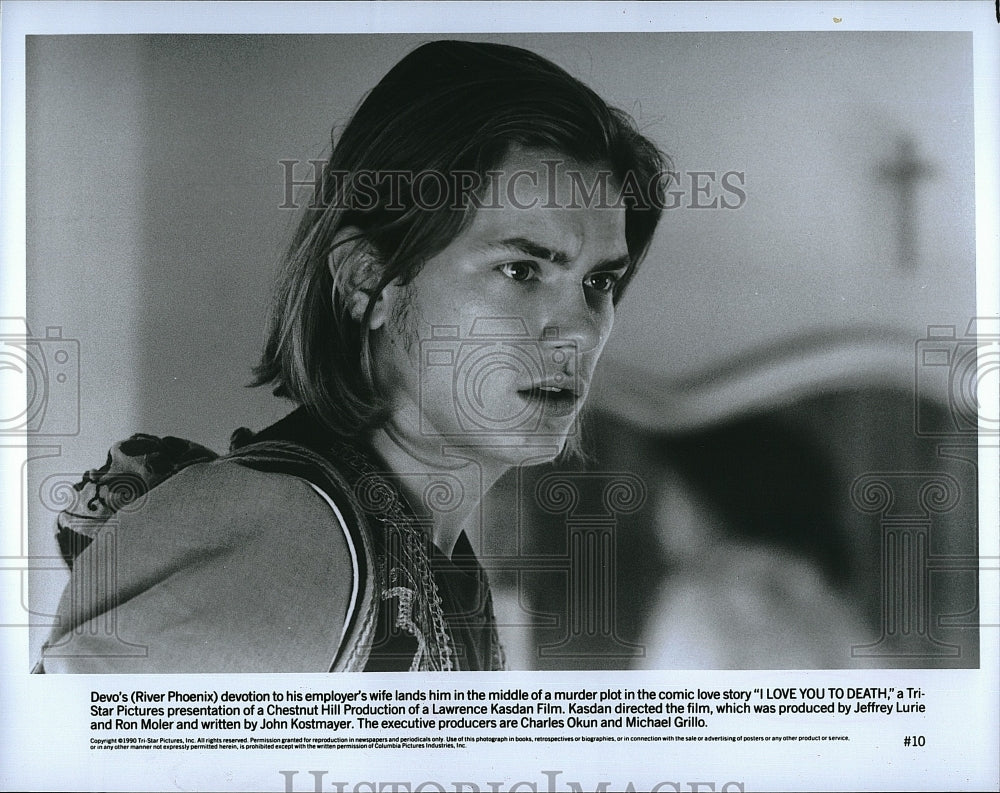 1990 Press Photo Actor River Phoenix in &quot;I Love You to Death&quot;- Historic Images