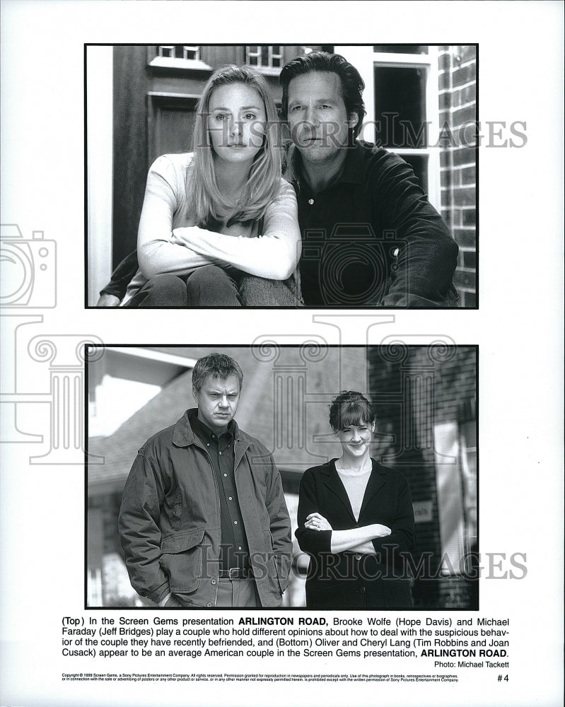 1999 Press Photo Jeff Bridges, Hope Davis, Tim Robbins &amp; Joan Cusack - Historic Images