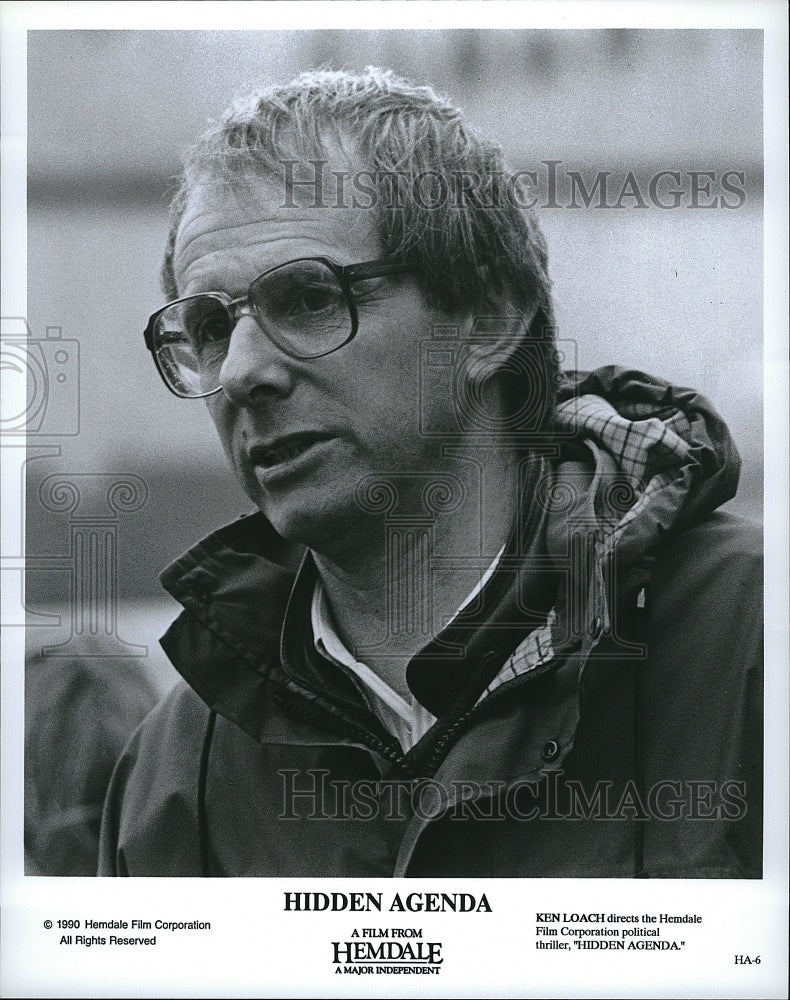 1990 Press Photo Director Ken Loach of &quot;Hidden Agenda&quot; - Historic Images