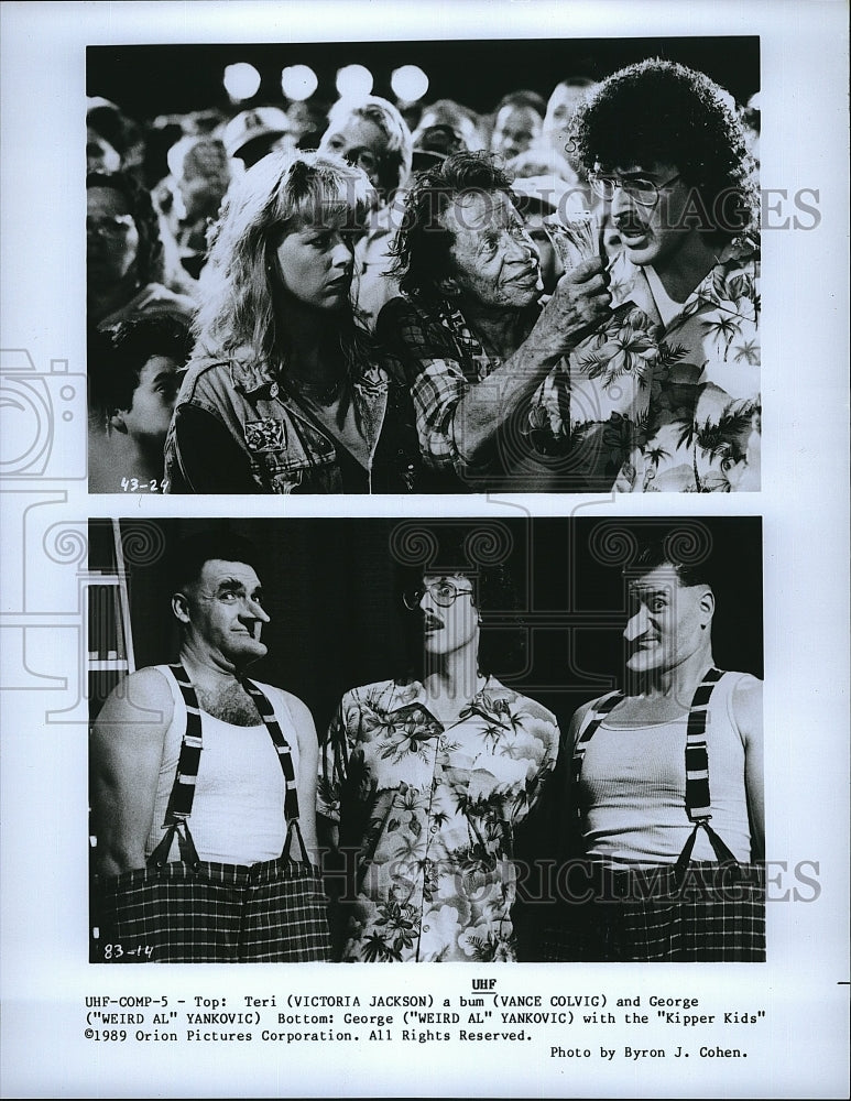 1989 Press Photo Victoria Jackson, Vance Colvig &amp; &quot;Weird Al&quot; Yankovic In &quot;UHF&quot;- Historic Images