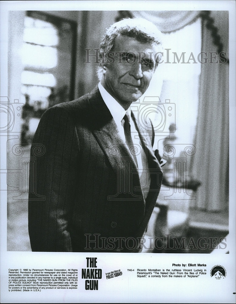 1988 Press Photo Ricardo Montalban Stars In &quot;The Naked Gun&quot;- Historic Images