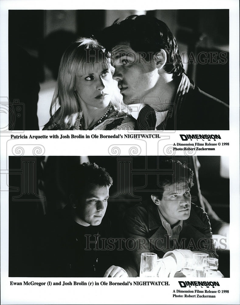 1998 Press Photo Patricia Arquette, Josh Brolin &amp; Ewan McGregor In &quot;Nightwatch&quot;- Historic Images