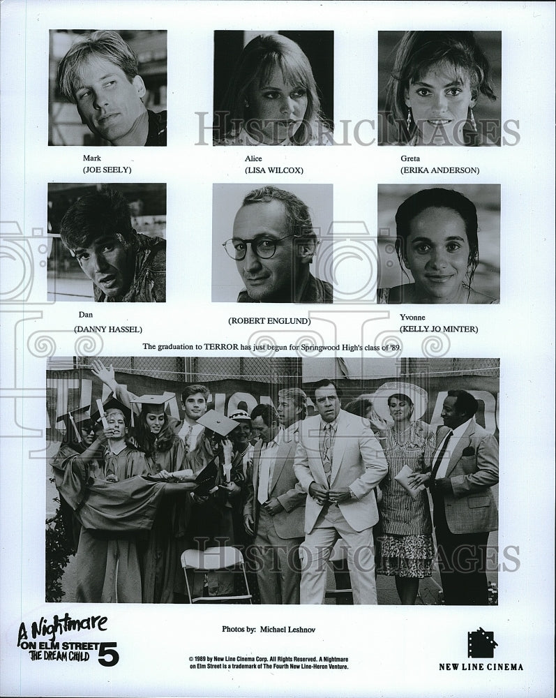 1989 Press Photo Cast of &quot;A Nightmare on Elm Street The Dream Child 5&quot;.- Historic Images