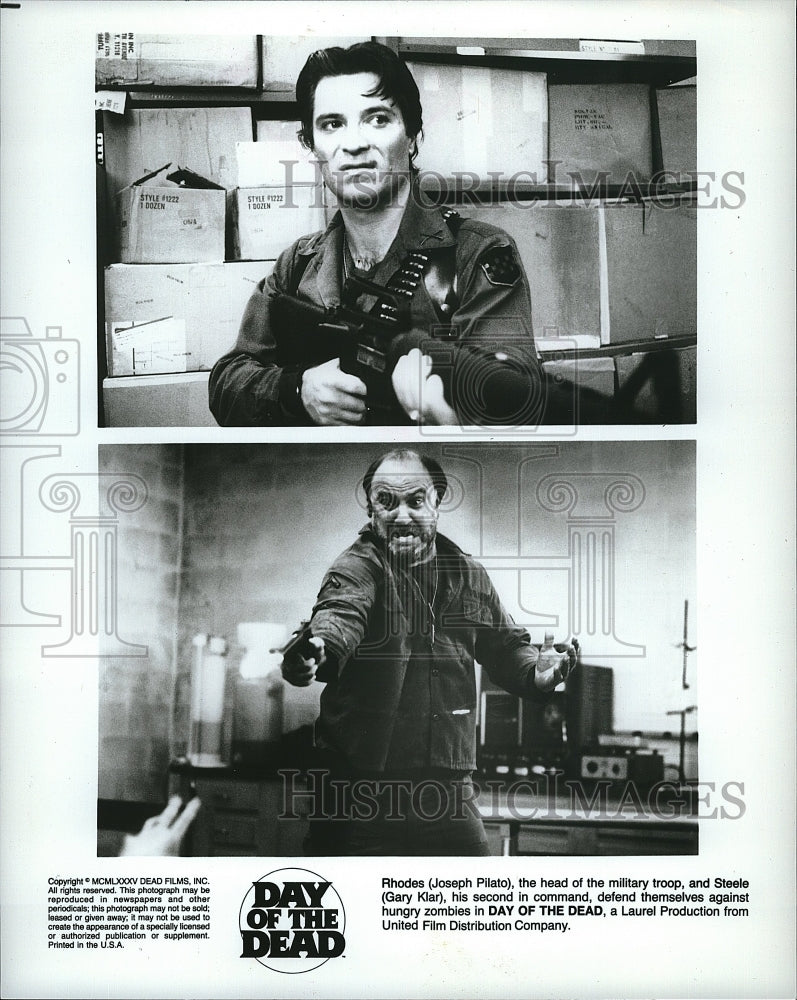 1985 Press Photo Joseph Pilato &amp; Gary Klar in &quot;Day of the Dead&quot;- Historic Images