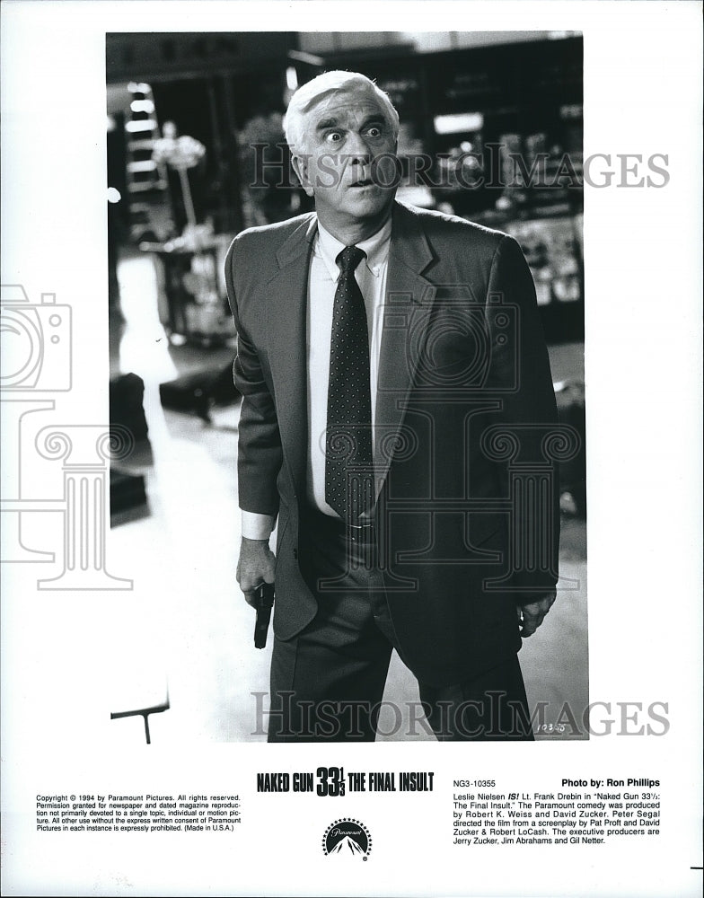 1994 Press Photo Leslie Nielsen in "Naked Gun 33 1/3 The Final Insult".