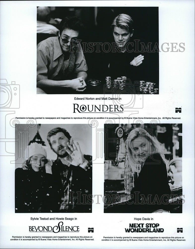 1998 Press Photo Edward Norton, Matt Damon, S. Testud, H. Seago, Hope Davis- Historic Images