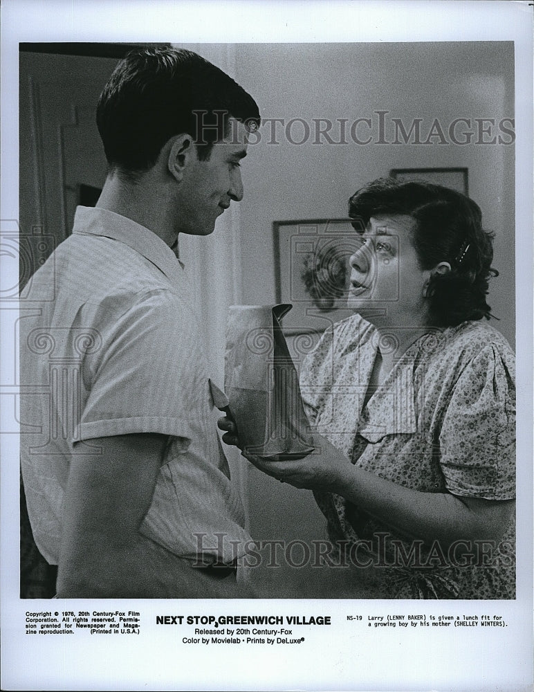 1976 Press Photo L. Baker, Shelley Winters &quot;Next Stop, Greenwich Village&quot;- Historic Images