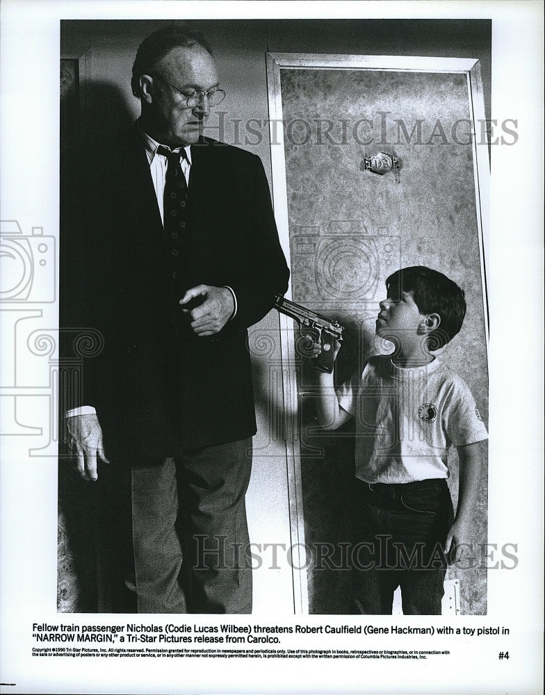 1990 Press Photo Codie Lucas Wilbee, Gene Hackman &quot;Narrow Margin&quot;- Historic Images