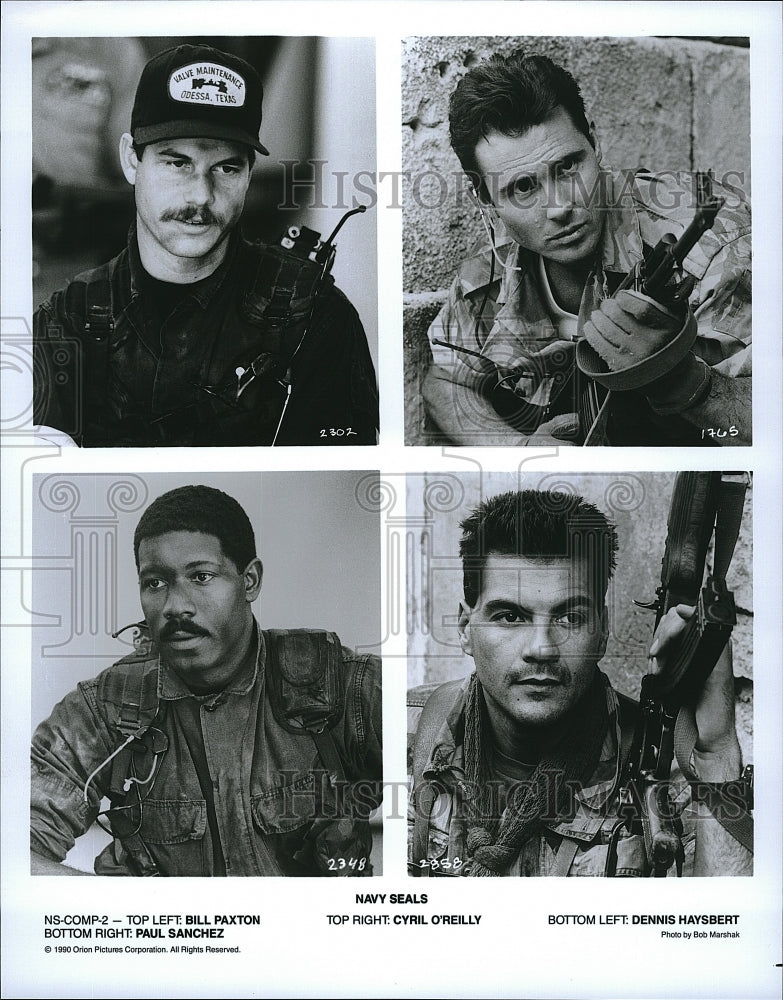 1990 Press Photo B. Paxton, P. Sanchez, C. O&#39;Reilly, D. Haysbert &quot;Navy Seals&quot;- Historic Images